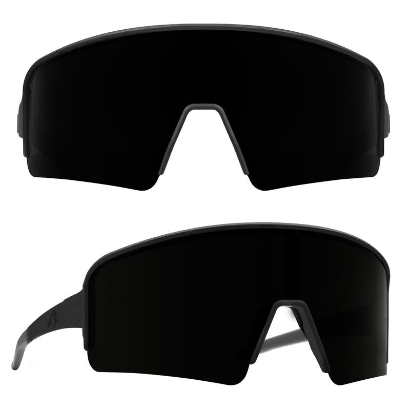 MAXJULI Polarized Sunglasses for Men Women,Windproof Outdoor Sports Cycling UV400 Protection Semi-Rimless Sun Glasses (Black/Super Dark Lens)
