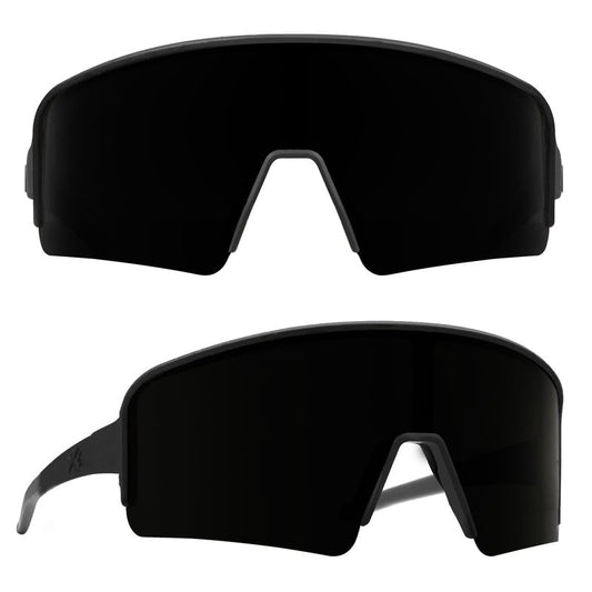 MAXJULI Polarized Sunglasses for Men Women,Windproof Outdoor Sports Cycling UV400 Protection Semi-Rimless Sun Glasses (Black/Super Dark Lens)
