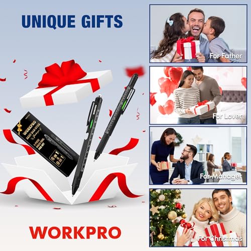 WORKPRO Multi-Function Pen Set with Screwdriver, LED Light & Stylus - 9-in-1 & 6-in-1 Tools, Gift for Men, Dad, Husband, DIY Gadgets