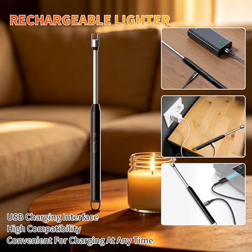Rechargeable Type C Electric Lighters - 2 Pack, Black