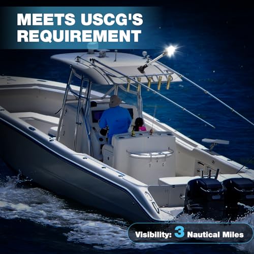 SETYPARY 12-Inch Waterproof Marine Anchor Light - Fold-Down White LED Navigation Light for Boats 12-24V