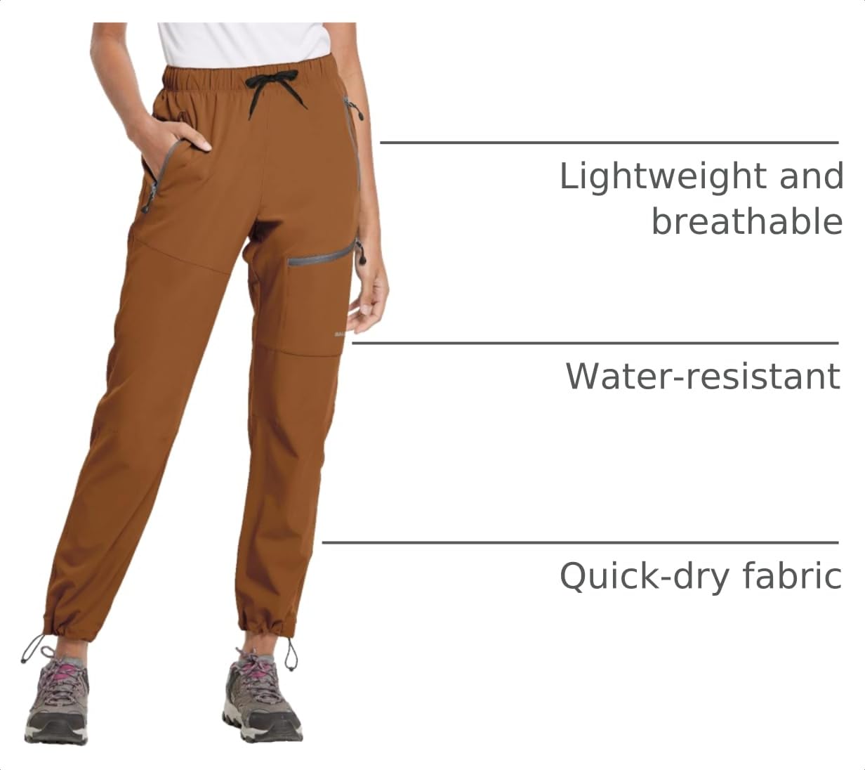 baleaf Women's Hiking Pants Quick Dry Lightweight 27''-Caramel M