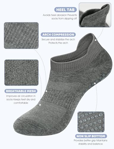 Grip Socks for Women & Men - Non-Slip Yoga & Pilates Socks - Medium, 3 Pairs - Black
