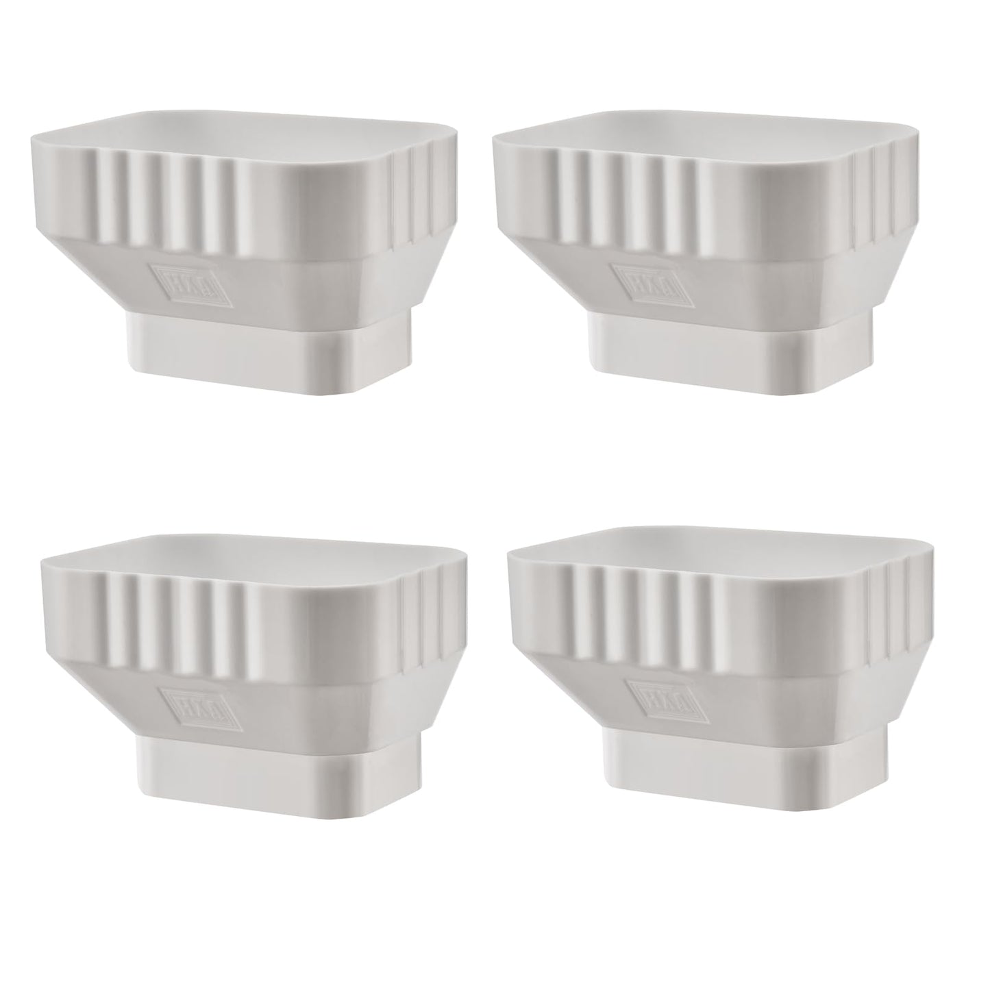 VYH 3x4 to 2x3 Gutter Downspout, Downspout to Downspout Adapter (White 4 Pack)