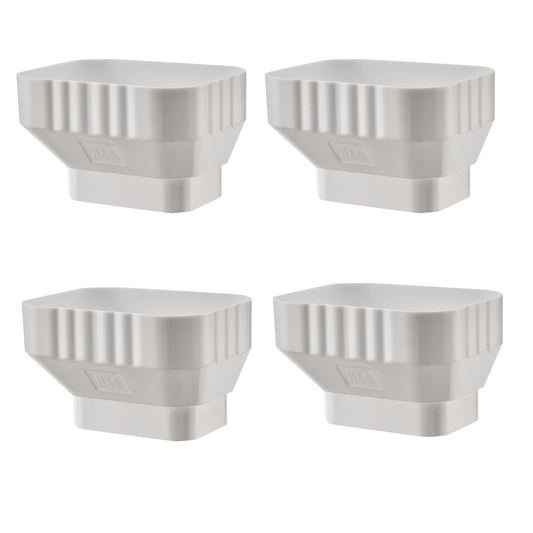VYH 3x4 to 2x3 Gutter Downspout, Downspout to Downspout Adapter (White 4 Pack)