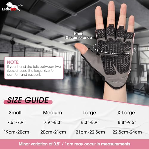 Workout Gloves for Men & Women - Breathable Gel Padded - Pink / Small