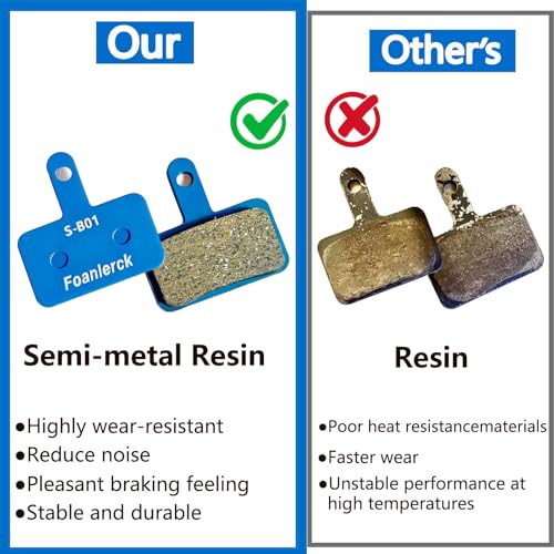 High Performance Bicycle Brake Pads - 2 Pair, Resin & Semi-Metallic