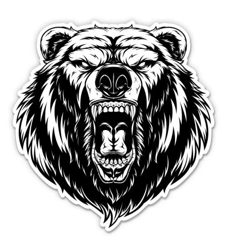 Grizzly Bear Angry 3" Vinyl Sticker - Waterproof Decal
