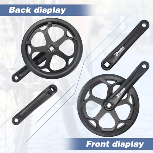 WEEROCK 48T 170mm Aluminium Alloy Crankset with Steel 46/48/52T Chainring & Double Chain Cover for E-Bikes Folding Bicycles