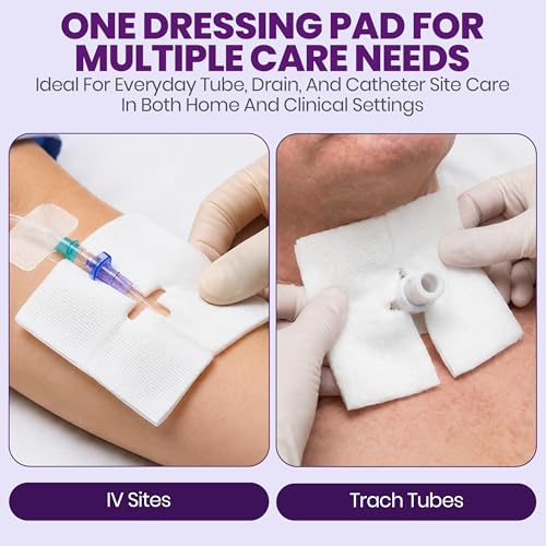TenderGentle 50 Pack 4x4 Sterile Split Gauze Sponges for Catheters IVs Tracheostomy G Tubes