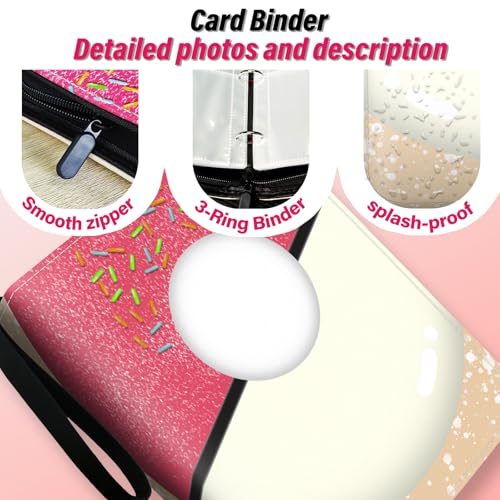 Donut-Themed Trading Card Binder - 400 Pocket Zipper Holder