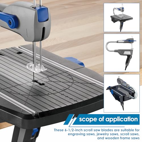 25Pcs Scroll Saw Blade Set, 6-1/2inch High Carbon Steel Coping Saw Blades(10TPI/15TPI/18TPI/24TPI/28TPI), Clean Cut Scroll Saw Blade Pin End Replacement for Cutting Wood Plastic Metal Leather