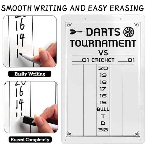 Dry Erase Dart Scoreboard for Cricket & 01 Games - 15.3 x 9.8 Inches