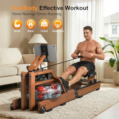 Water Rowing Machine for Home Gym - 450LBS Capacity, Bluetooth App