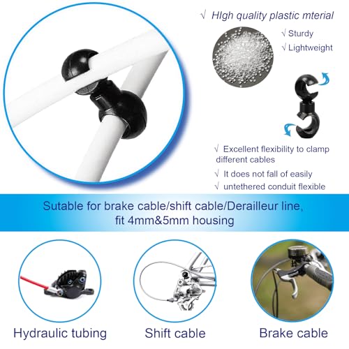 20pcs Bike Brake Cable Clips - S Style Rotating Hooks for MTB