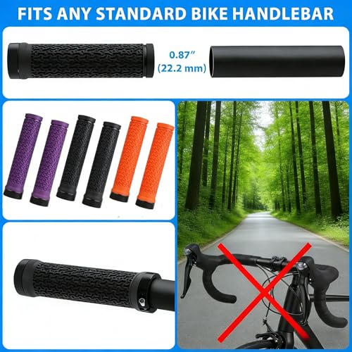 Ergonomic Non-Slip Bike Grips - Orange Lock-On Rubber Handlebar Grips