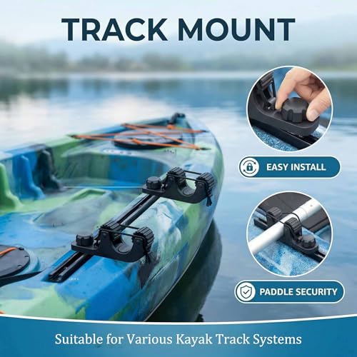 Kayak Paddle Holder Track Mount - 360° Swivel, Saltwater-Resistant