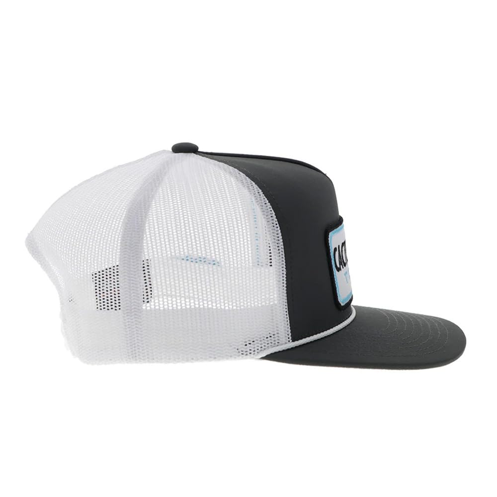 HOOEY Cactus Ropes Texas Patch Trucker Hat for Men – Adjustable Snapback Mesh Baseball Cap - Breathable Mesh - Western Trucker Hat for Ranch, Work, & Everyday Wear - One-Size - Charcoal/White