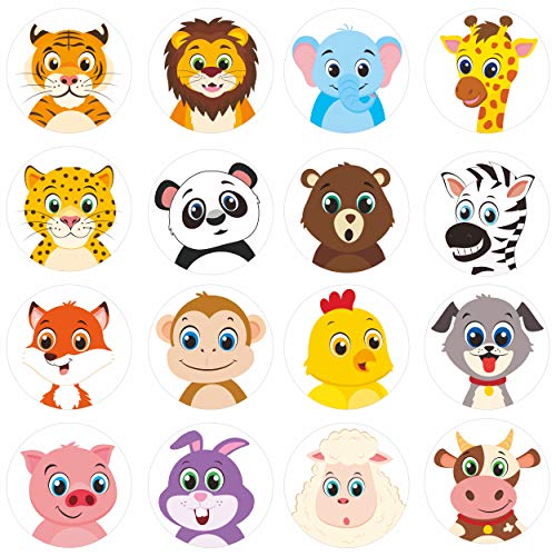 600 Round Land Animal Stickers - 16 Designs, 1.5" Diameter