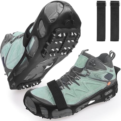 Ice Cleats with Straps - Non-Slip Traction Overshoes, X-Large (10-13 Men/11.5-14 Women)