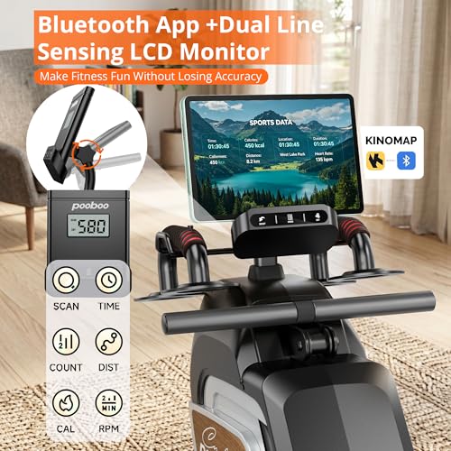 Foldable Magnetic Rowing Machine for Home - Wood Finish