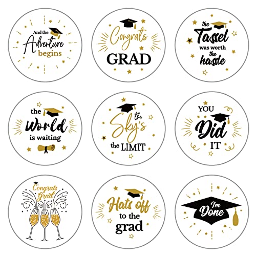 360 PCS Class of 2026 Graduation Stickers - 1.18 Inch Black & Gold Labels