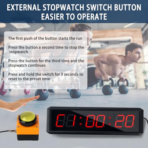 Fitness Timer with Stopwatch & Interval Programming - 1.5 Inch All-Red