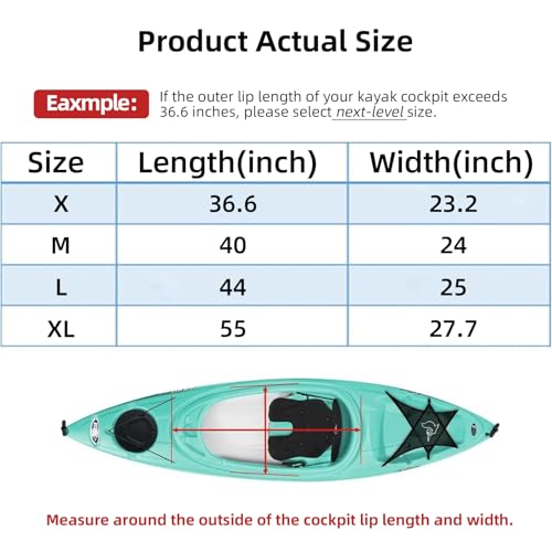 Universal UCEDER X-Large Kayak Cockpit Cover, Waterproof 420D Oxford