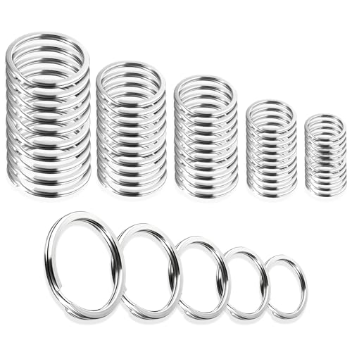 316 Stainless Steel Split Key Ring Set - 5 Sizes, 50 Pieces, Marine Grade Durable Hardware