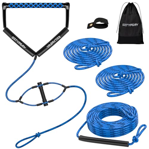 75FT Wakeboard Rope with Handle - Blue & Black, Floating Water Ski Rope