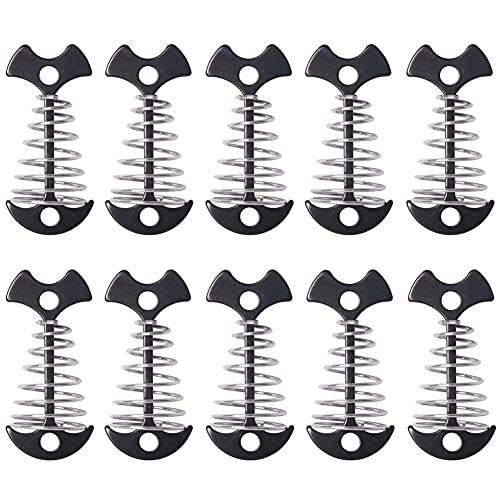 10Pcs Fishbone Deck Tent Stakes with Spring Buckle - Black
