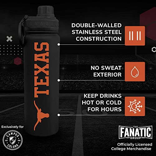 Texas Longhorns Insulated Water Bottle - 24 oz Black Tumbler