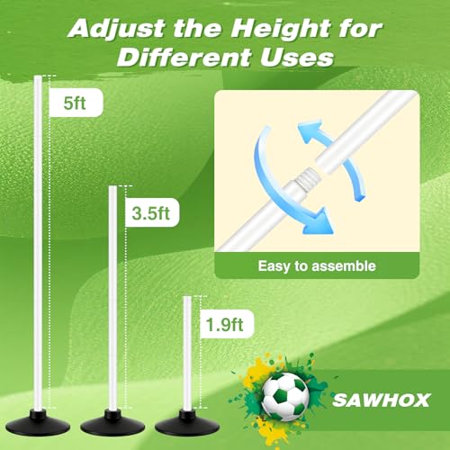 Weighted Soccer Corner Flags Set with 2.7 LB Rubber Base - 4 Flags with Adjustable Height and Carry Bag