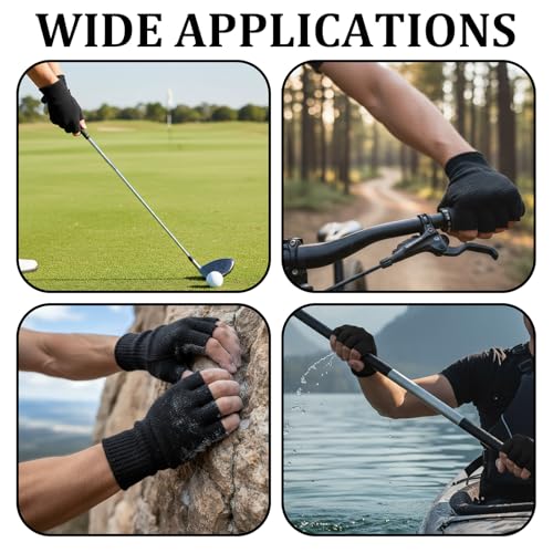 Half-Finger Fingerless Workout Gloves - 2 Pairs, Black & Gray