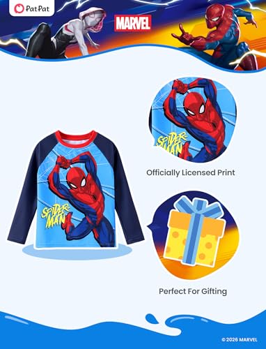 Kids UPF 50+ Long Sleeve Rash Guard Swim Shirt - Marvel Spiderman - 3-4T