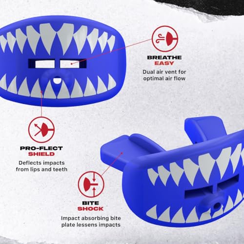 SAFEJAWZ Shark Lip Guard Mouth Guard with Detachable Strap – Football