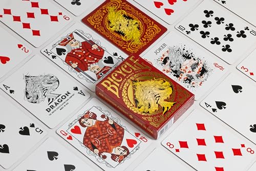 Bicycle Red Dragon Gold Foil Premium Playing Cards, 1 Deck