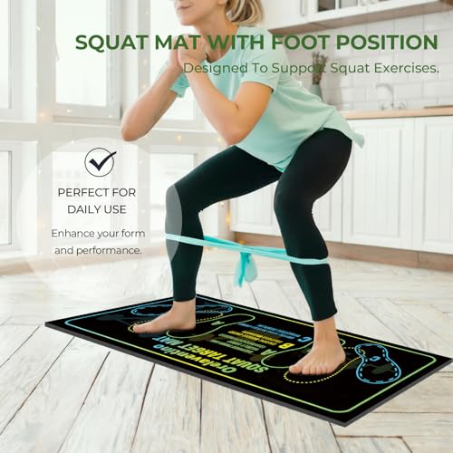 Non-Slip Squat Mat with Foot Position - Black 30'' x 13.8''