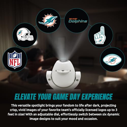 Miami Dolphins LED Mini Spotlight Projector - Portable & Rechargeable