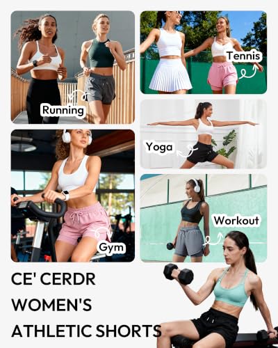 CE' CERDR Women's 2-in-1 High Waisted Running Shorts – Large, 5a-Black / Navy / Dark Grey / Light Grey / Pink