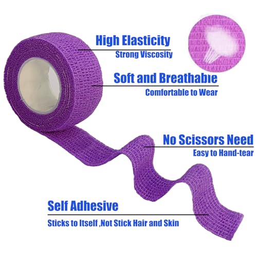 Self-Adhesive Cohesive Bandage Wrap - 6 Pack, 1 Inch x 5 Yards, Purple