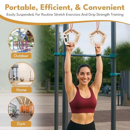 Wooden Climbing Hangboard with Finger Holds and Chalk - Portable Finger Strength Training Kit