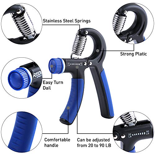 Adjustable Hand Grip Strengthener - 2 Pack Forearm Exerciser 20-90lbs