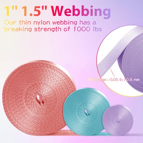 1 Inch Gray Nylon Webbing Strap - 10 Yards Lightweight for DIY & Camping