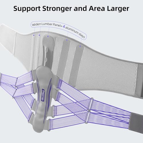 FREETOO Lumbar Back Support Brace for Women, Grey-Violet Medium - 3D Knit, Removable Pad