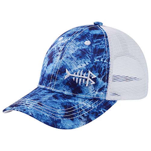 BASSDASH Altimate Mesh Back Trucker Cap - Adjustable Baseball Hat for Men & Women, Blue Camo, One Size