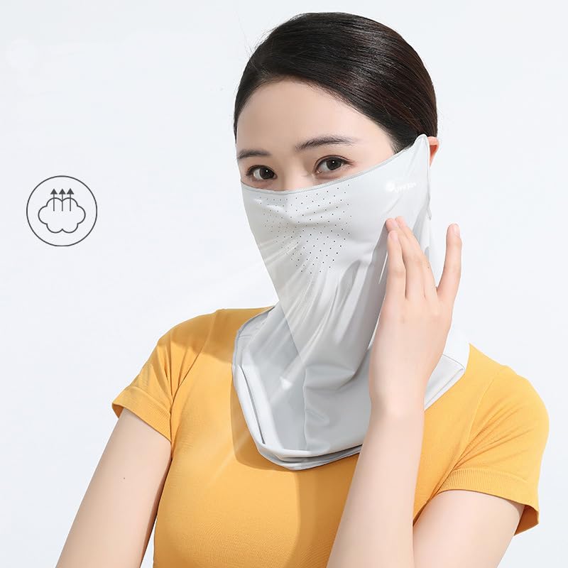 Cooling Neck Gaiter Face Mask - UV Sun Protection Scarf - Light Grey