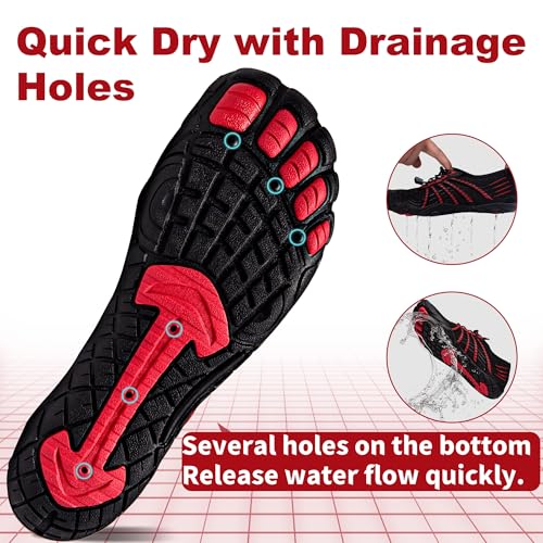 Flexwin Water Shoes for Women & Men - Barefoot Quick Dry Pool Shoes, 8 Wide Women / 6 Wide Men, Black
