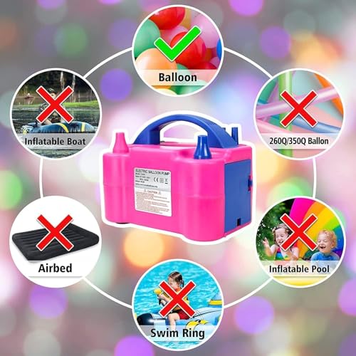 Electric Balloon Pump with Dual Nozzle & Tying Tools - 600W Inflator