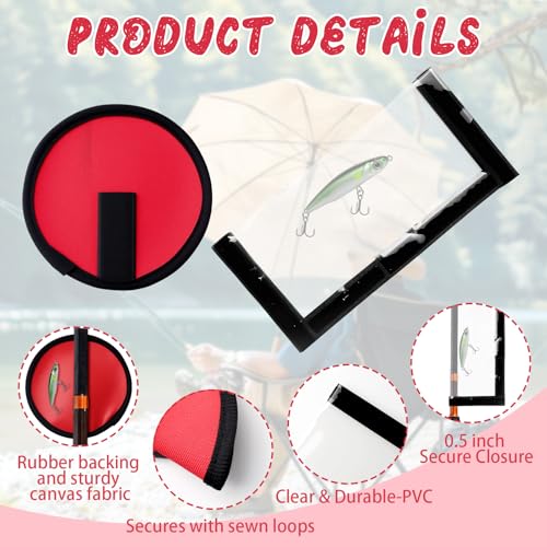 Fishing Hook Covers Set - 4 Red Lure Wraps & 1 Clear Protector
